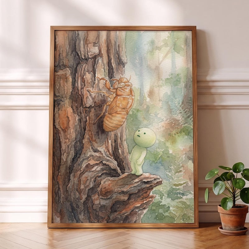 Cicada Shell Smiski Inspired Poster, Nature Vibe