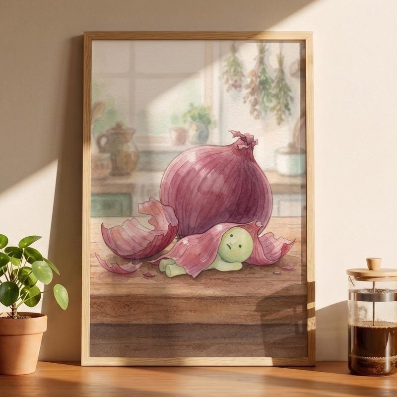 Smiski Inspired Red Onion Skin Poster, Kawaii Room Wall Art