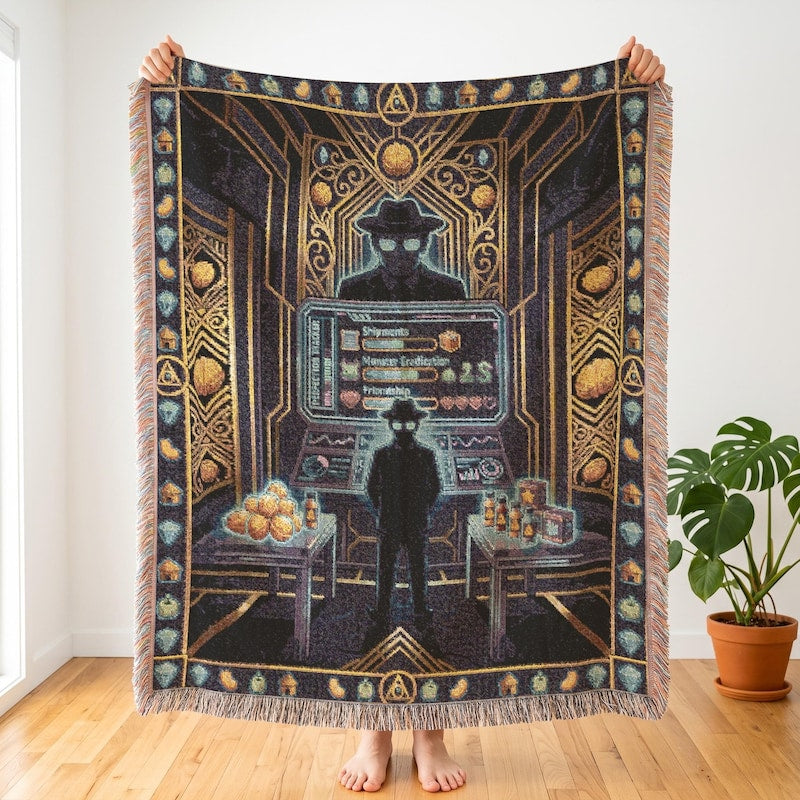 Qi Walnut Room Inspired Woven Blanket, Stardew Valley, Cyber Gamer Desk Decor