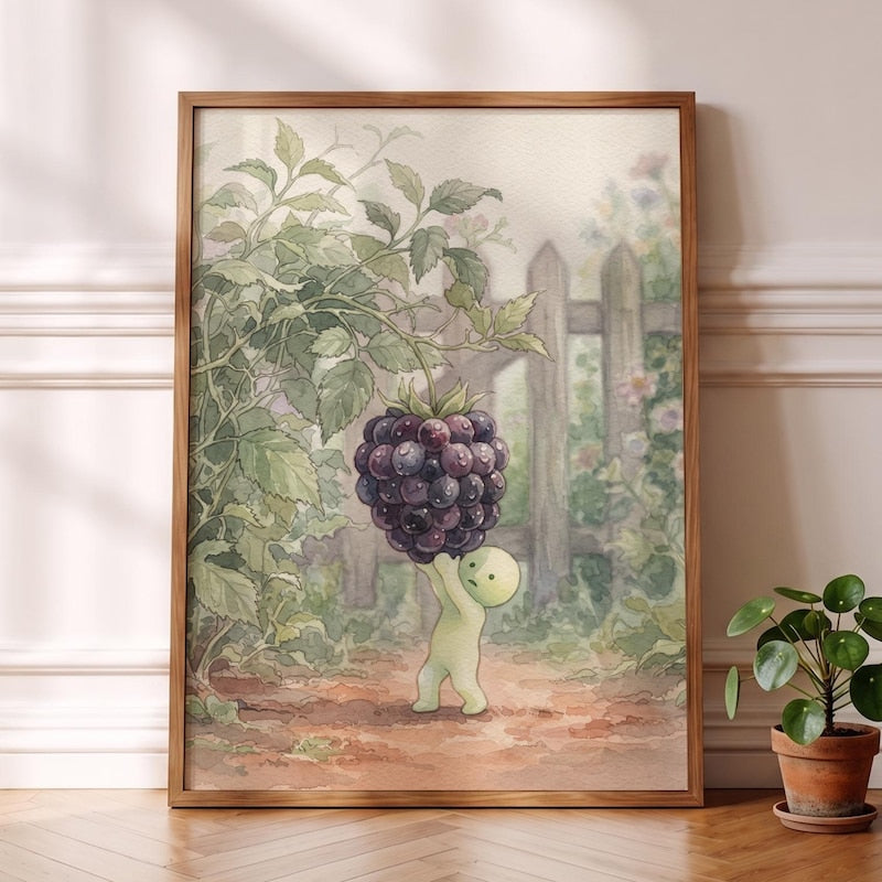 Smiski Inspired Wall Art, Giant Wild Blackberry Poster