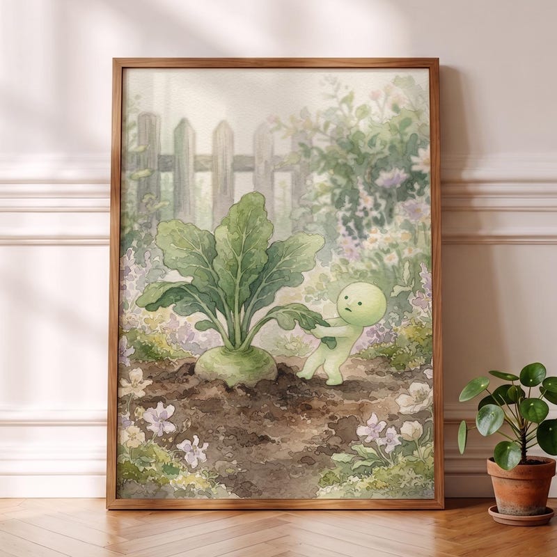 Smiski Inspired Art, Wild Turnip Harvest Wall Print