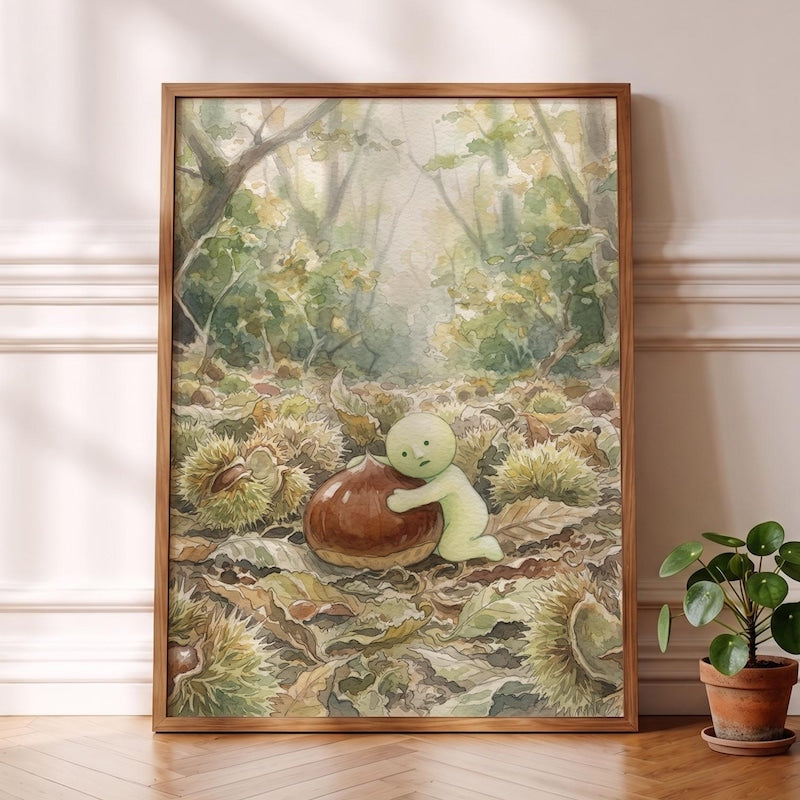 Smiski Inspired Poster, Glossy Chestnut Hug Art