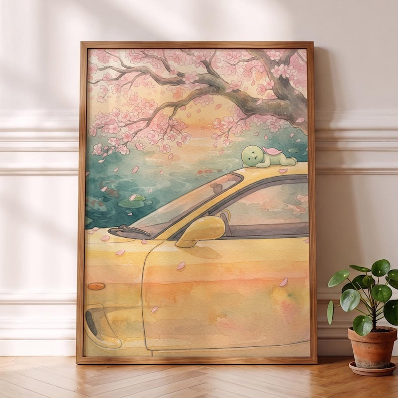 Smiski Inspired JDM Poster, Mazda RX-7 FD Sunset Art