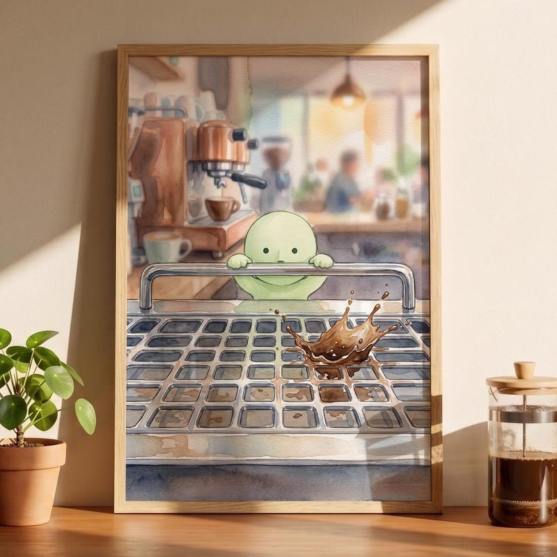 Smiski Inspired Espresso Art, Whimsical Barista Print