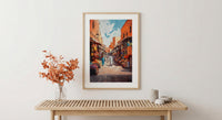 Moroccan Market Oil Painting Poster, Marrakech Medina Art Print, Colorful Souk Bazaar Wall Art, Impasto Travel Decor, Boho Street
