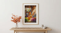 Traditional Village Women Oil Painting Poster, Basket Weaving Art Print, Rustic Hut Wall Art, Tropical Daily Life, Impasto Decor