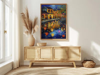 Vietnam Hoi An Oil Painting Poster, Colorful Lanterns Night Art Print, Ancient Town River Scene, Asian Travel Decor, Impasto Style Wall Art