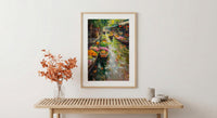 Thailand Floating Market Oil Painting Poster, Bangkok River Art Print, Tropical Boat Bazaar Wall Art, Exotic Asia Decor, Impasto Market