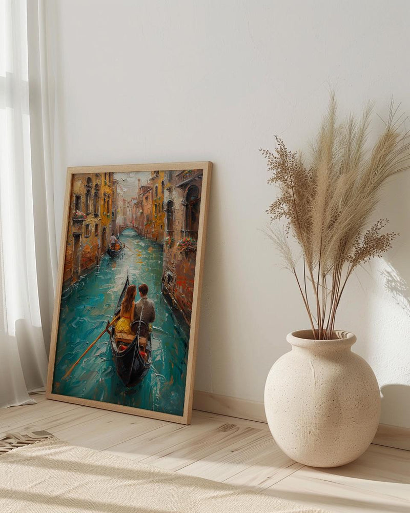Venice Wall Art, Gondola Print, Italy Travel Poster, Impasto Oil Painting, Romantic Canal Art, Wedding Gift, Italian Decor