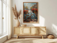Amsterdam Wall Art, Vintage Bicycle Print, Canal House Decor, Impasto Oil Painting, Tulips Art, Travel Gift, Netherlands