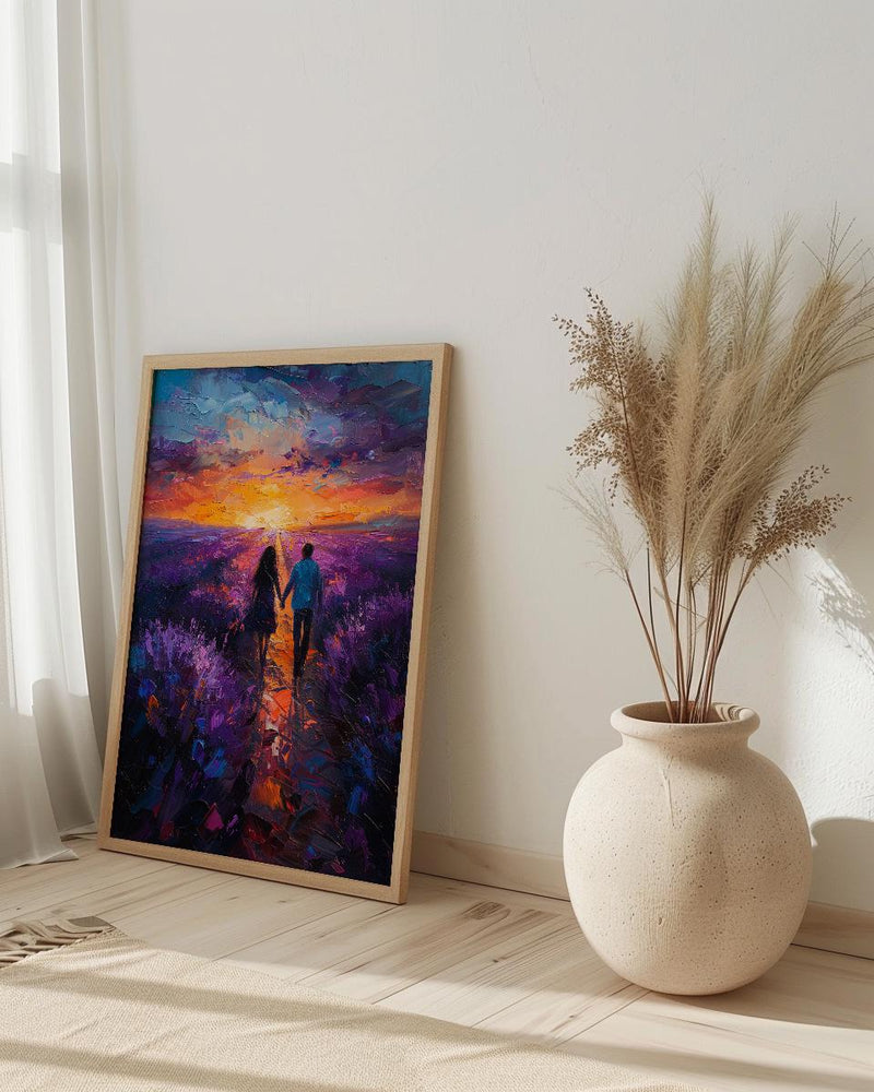 Provence Wall Art, Lavender Field Print, French Country Decor, Impasto Oil Painting, Sunset Landscape, Purple Wall Art, Romantic