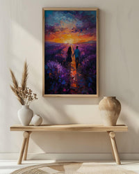 Provence Wall Art, Lavender Field Print, French Country Decor, Impasto Oil Painting, Sunset Landscape, Purple Wall Art, Romantic