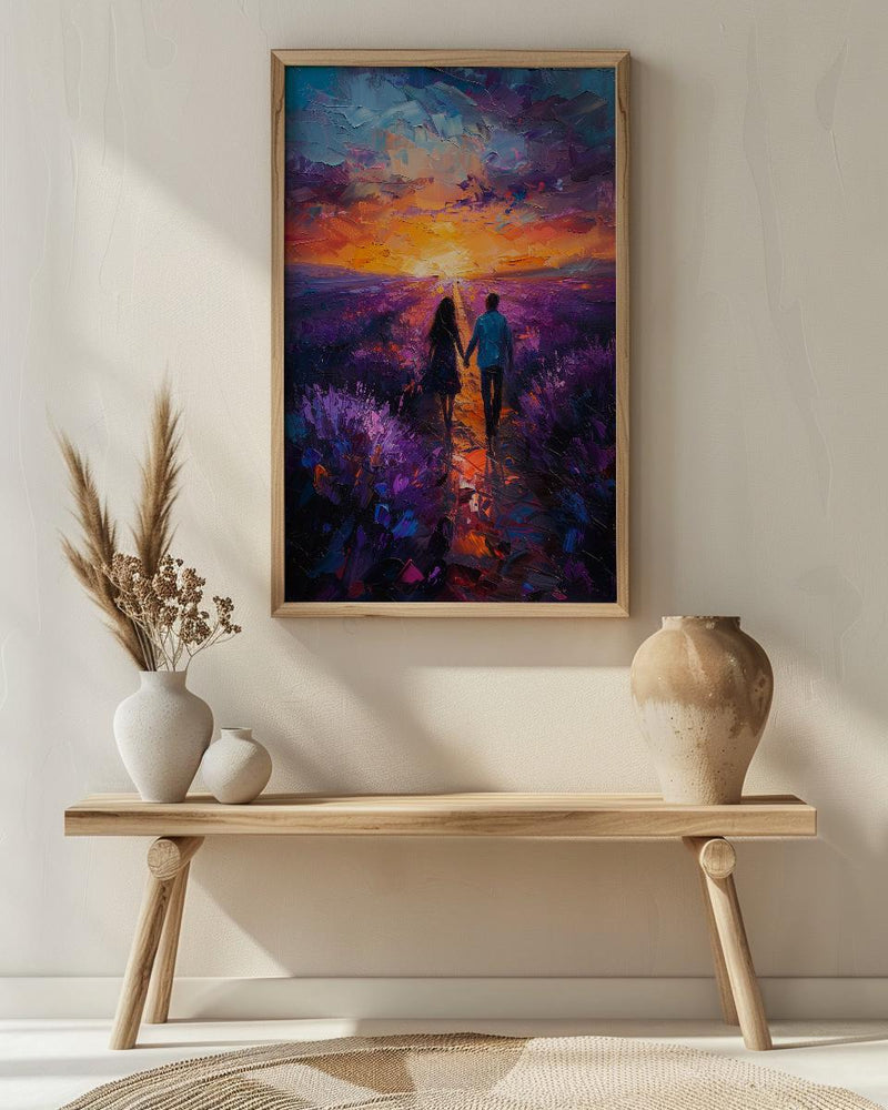Provence Wall Art, Lavender Field Print, French Country Decor, Impasto Oil Painting, Sunset Landscape, Purple Wall Art, Romantic