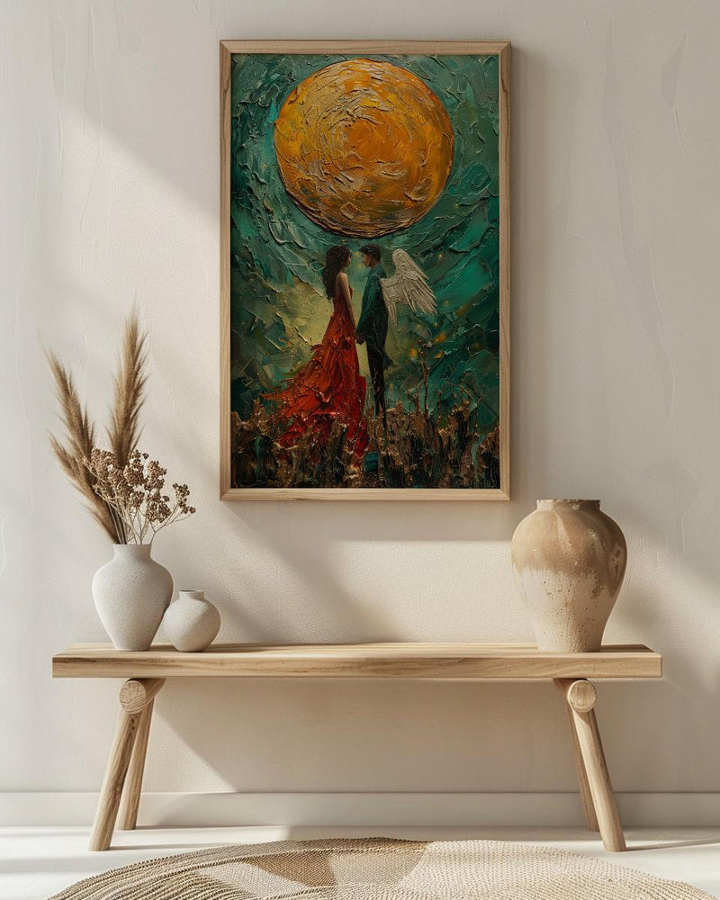 Wedding Gift, The Lovers Tarot Card Print, Twin Flame Art, Impasto Oil Painting, Soulmate Wall Decor, Celestial Love Poster