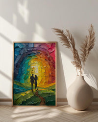 Happy Family Art, Ten of Cups Tarot Print, Rainbow Wall Decor, Impasto Oil Painting, Wedding Gift, Happily Ever After, Home Blessing