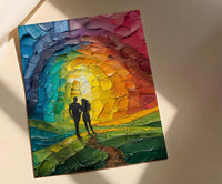 Happy Family Art, Ten of Cups Tarot Print, Rainbow Wall Decor, Impasto Oil Painting, Wedding Gift, Happily Ever After, Home Blessing