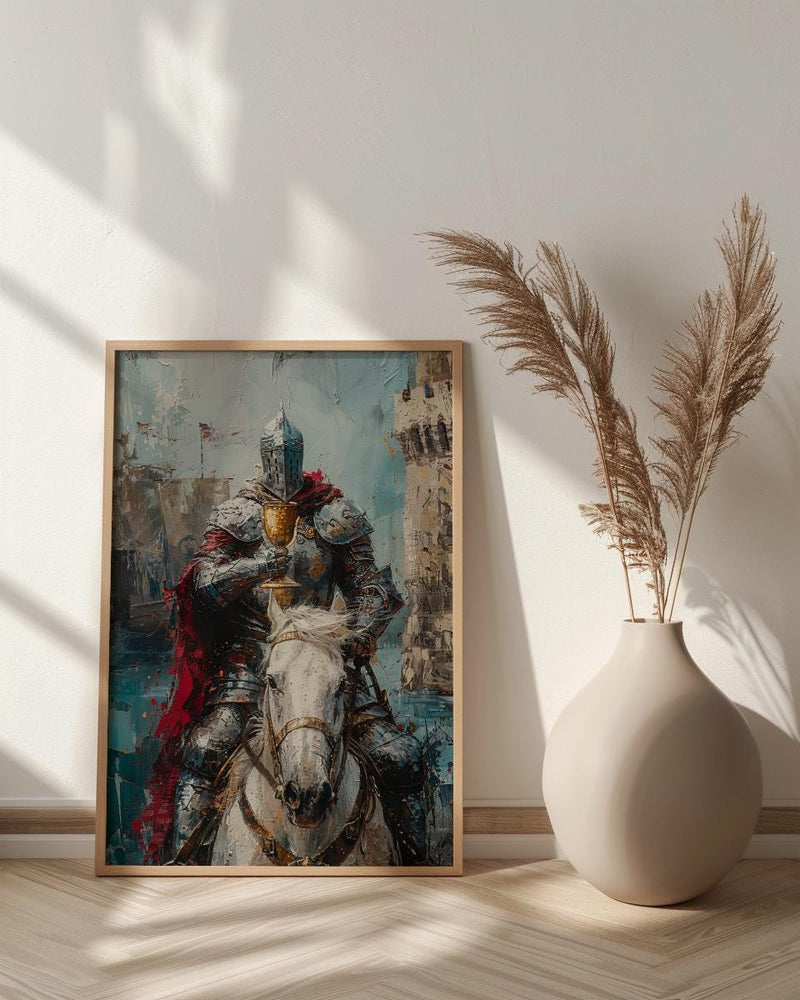 Romantic Gift for Her, Knight of Cups Tarot Art, Proposal Idea, Impasto Oil Painting, Dreamy Prince Charming, Love Messenger Print
