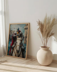 Romantic Gift for Her, Knight of Cups Tarot Art, Proposal Idea, Impasto Oil Painting, Dreamy Prince Charming, Love Messenger Print
