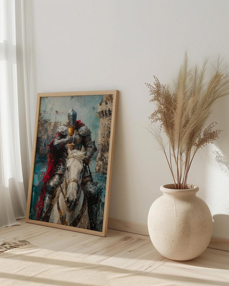 Romantic Gift for Her, Knight of Cups Tarot Art, Proposal Idea, Impasto Oil Painting, Dreamy Prince Charming, Love Messenger Print