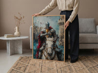 Romantic Gift for Her, Knight of Cups Tarot Art, Proposal Idea, Impasto Oil Painting, Dreamy Prince Charming, Love Messenger Print