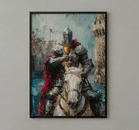 Romantic Gift for Her, Knight of Cups Tarot Art, Proposal Idea, Impasto Oil Painting, Dreamy Prince Charming, Love Messenger Print