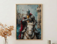 Romantic Gift for Her, Knight of Cups Tarot Art, Proposal Idea, Impasto Oil Painting, Dreamy Prince Charming, Love Messenger Print