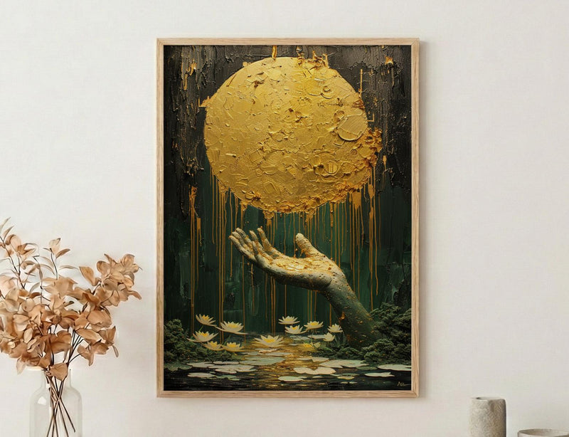 New Job Gift, Ace of Pentacles Tarot, Wealth Manifestation, Impasto Oil Painting, Office Wall Decor, Prosperity Art, Money Charm