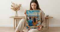 Barcelona Wall Art, Park Guell Print, Gaudi Mosaic, Impasto Oil Painting, Spain Travel Decor, Colorful Art, Artistic Gift