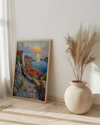 Dubrovnik Wall Art, Croatia Travel Print, Old Town Decor, Impasto Oil Painting, Terracotta Rooftops, Game of Thrones Vibe, Sea