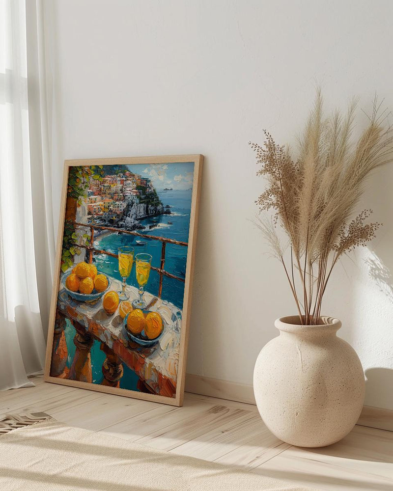 Amalfi Coast Art, Positano Print, Lemon Decor, Impasto Oil Painting, Italian Summer, Kitchen Wall Art, Limoncello Vibes, Housewarming Gift