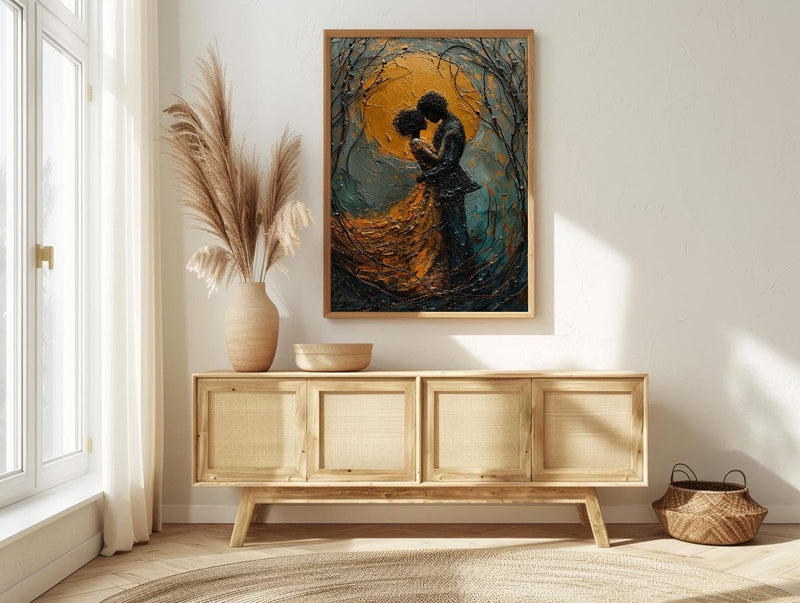 Vienna Wall Art, Klimt Style Couple, Gold Leaf Effect, Impasto Oil Painting, Romantic Kiss Print, Art Nouveau Decor, Engagement Gift