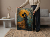Vienna Wall Art, Klimt Style Couple, Gold Leaf Effect, Impasto Oil Painting, Romantic Kiss Print, Art Nouveau Decor, Engagement Gift