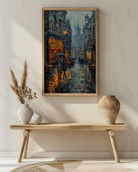 Edinburgh Wall Art, Royal Mile Print, Scotland Travel, Impasto Oil Painting, Moody Rainy Street, Gothic Decor, Dark Academia