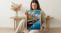 Copenhagen Wall Art, Nyhavn Harbor Print, Colorful Houses, Impasto Oil Painting, Denmark Decor, Hygge Art, Scandi Style