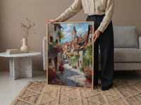 Rothenburg Wall Art, Medieval Town Print, Germany Travel, Impasto Oil Painting, Half Timbered House, Fairytale Village, Cute, Wedding Gift