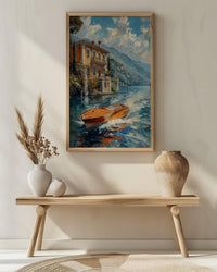Lake Como Wall Art, Italian Villa Print, Luxury Travel Decor, Impasto Oil Painting, Garden Landscape, Anniversary Gift, Italy Lake