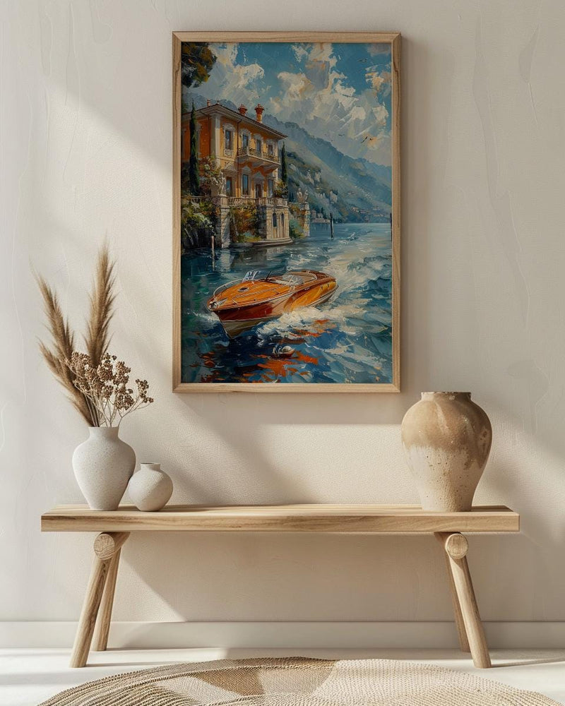 Lake Como Wall Art, Italian Villa Print, Luxury Travel Decor, Impasto Oil Painting, Garden Landscape, Anniversary Gift, Italy Lake