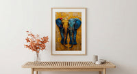 Elephant Couple Art, African Decor, Safari Nursery Print, Impasto Oil Painting, Animal Love, Kente Pattern, Good Luck Gift
