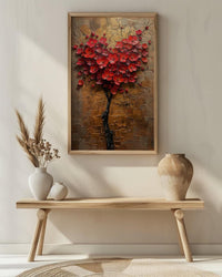 Floral Heart Art, Camellia Flower, Asian Botanical, Impasto Oil Painting, Nature Love, Spring Wall Decor, Gold Leaf Texture