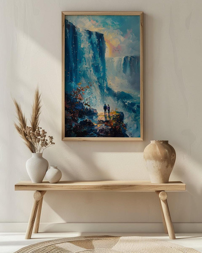 Victoria Falls Art, Zimbabwe Travel Print, Waterfall Landscape, Impasto Oil Painting, Nature Lover Gift, Anniversary Gift, Rainbow Art
