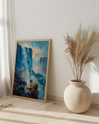 Victoria Falls Art, Zimbabwe Travel Print, Waterfall Landscape, Impasto Oil Painting, Nature Lover Gift, Anniversary Gift, Rainbow Art