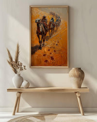 Sahara Desert Art, Camel Caravan Print, Morocco Travel, Impasto Oil Painting, Sand Dunes Decor, Adventure Couple, Housewarming Gift