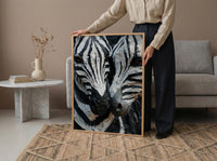 Zebra Print Art, Black and White Heart, Modern Safari Decor, Impasto Oil Painting, Animal Pattern, Baby Shower Gift, Abstract