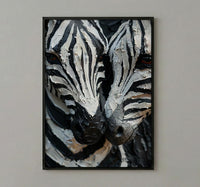 Zebra Print Art, Black and White Heart, Modern Safari Decor, Impasto Oil Painting, Animal Pattern, Baby Shower Gift, Abstract