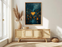African Village Art, Starry Night Print, Hut Landscape, Impasto Oil Painting, Night Sky Decor, Cozy Home, Anniversary Gift