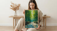 Bamboo Forest Art, Kyoto Travel Print, Green Wall Decor, Impasto Oil Painting, Zen Garden, Nature Lover Gift, Wedding Gift
