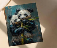 Panda Bear Art, Cute Animal Print, Nursery Wall Decor, Impasto Oil Painting, Black and White, Baby Shower Gift, Hugging