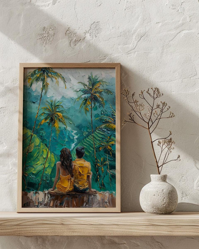 Bali Wall Art, Rice Terrace Print, Ubud Landscape, Impasto Oil Painting, Tropical Green, Travel Gift, Anniversary Gift