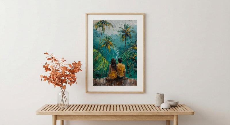 Bali Wall Art, Rice Terrace Print, Ubud Landscape, Impasto Oil Painting, Tropical Green, Travel Gift, Anniversary Gift