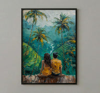 Bali Wall Art, Rice Terrace Print, Ubud Landscape, Impasto Oil Painting, Tropical Green, Travel Gift, Anniversary Gift